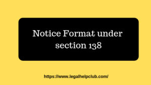 Notice Format Under Section 138 | Check Bounce Notice Format PDF